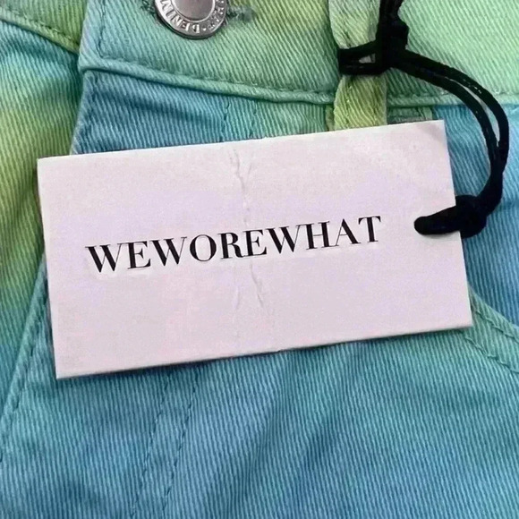 We Wore What Flare Bell Shorts, Stretch Twill Denim in Zvi Tie Tye. Size 25. NWT - Picture 8 of 16